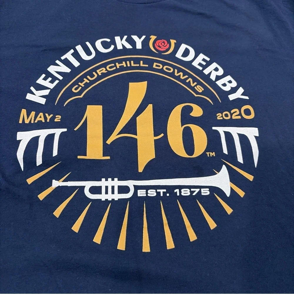 Kentucky Derby Navy XL Crew Neck Short Sleeve T-Shirt - Picture 2 of 9